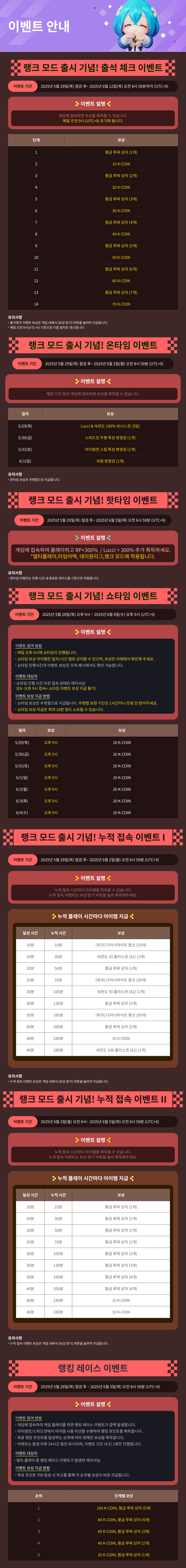 5/29(목) 인게임 이벤트 안내 / 기간:2025-05-29~2025-06-12 / 내용요약: 인게임 이벤트 안내